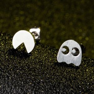 Tiny Pacman Retro Stainless Steel Stud Earrings